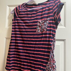 Striped Kids Shirt with Floral Pocket